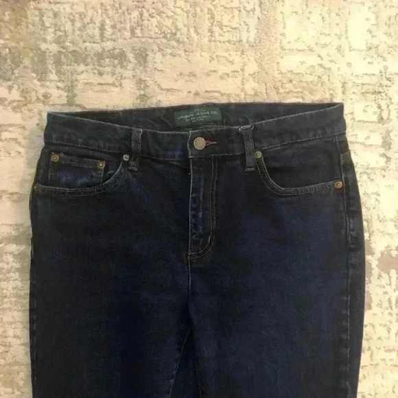 Lauren Ralph Lauren Petite 14P Dark Wash Blue Jeans Bootcut Cotton Elastane - Picture 3 of 6